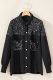 Anokhinaliza Sequin Button Up Dropped Shoulder Jacket