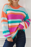 Anokhinaliza Striped Round Neck Drop Shoulder Sweater