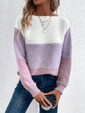 Anokhinaliza Color Block Drop Shoulder Long Sleeve Sweater