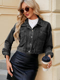 Anokhinaliza Pocketed Button Up Dropped Shoulder Denim Jacket