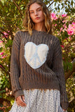 Anokhinaliza POL Cable-Knit Peace Patch Dropped Shoulder Sweater