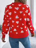 Anokhinaliza Heart Round Neck Long Sleeve Sweater