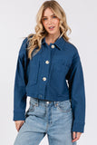 Anokhinaliza bytos Button Down Cropped Denim Jacket with Patch Pockets