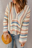 Anokhinaliza Striped Hooded Sweater with Kangaroo Pocket