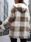 Anokhinaliza Plaid Long Sleeve Hooded Coat