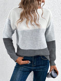 Anokhinaliza Color Block Drop Shoulder Long Sleeve Sweater