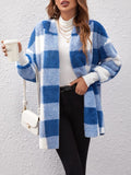 Anokhinaliza Plaid Long Sleeve Hooded Coat