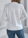 Anokhinaliza Openwork Round Neck Long Sleeve Knit Top