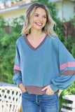 Anokhinaliza Hailey & Co Color Block V-Neck Cropped sweatshirt