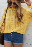 Anokhinaliza Openwork Round Neck Long Sleeve Sweater