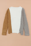 Anokhinaliza Color Block Textured Drop Shoulder Sweater