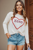 Anokhinaliza XOXO Round Neck Drop Shoulder Sweater