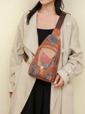 Anokhinaliza PU Leather Color Block Crossbody Bag