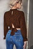 Anokhinaliza Animal Print Tie-Back Cropped Blouse