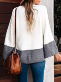 Anokhinaliza Contrast Round Neck Long Sleeve Sweater