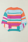 Anokhinaliza Striped Round Neck Drop Shoulder Sweater