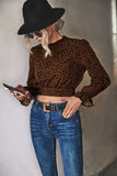 Anokhinaliza Animal Print Tie-Back Cropped Blouse