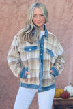 Anokhinaliza And The Why Full Size Washed Denim Detail Brushed Plaid Jacket