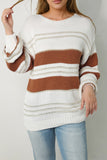 Anokhinaliza Striped Round Neck Dropped Shoulder Sweater