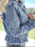 Anokhinaliza Raw Hem Long Sleeve Denim Jacket