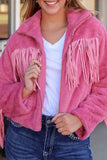 Anokhinaliza Fringed Zip Up Fleece Jacket