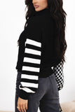 Anokhinaliza Striped & Checkered Turtleneck Dropped Shoulder Sweater