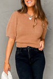 Anokhinaliza Fuzzy Round Neck Half Sleeve Sweater