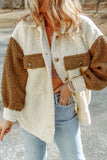 Anokhinaliza Color Block Collared Neck Sherpa Jacket