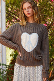 Anokhinaliza POL Cable-Knit Peace Patch Dropped Shoulder Sweater