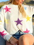 Anokhinaliza Contrast Star Round Neck Sweater