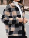 Anokhinaliza Button Up Drop Shoulder Fuzzy Jacket