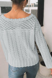 Anokhinaliza Openwork Round Neck Long Sleeve Knit Top