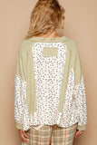 Anokhinaliza POL Waffle Knit Floral Notched Long Sleeve Top