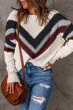 Anokhinaliza Contrast Dropped Shoulder Long Sleeve Sweater