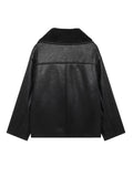 Anokhinaliza Collared Neck Long Sleeve Plush Jacket