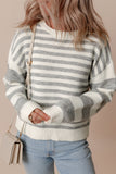 Anokhinaliza Striped Round Neck Dropped Shoulder Sweater