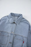 Anokhinaliza Striped Button Up Long Sleeve Denim Jacket