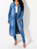 Anokhinaliza Long Sleeve Raw Hem Denim Jacket