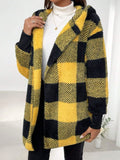 Anokhinaliza Plaid Long Sleeve Hooded Coat