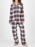 Anokhinaliza Plaid Collared Neck Button Up Top and Pants Lounge Set