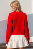 Anokhinaliza Double Take Full Size Bow Cable-Knit Round Neck Sweater