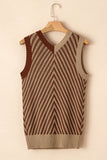 Anokhinaliza Striped Contrast V-Neck Sweater Vest