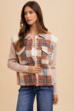 Anokhinaliza Annie Wear Faux Fur Plaid Button Up Jacket