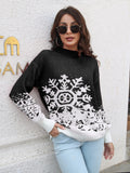 Anokhinaliza Snowflake Pattern Mock Neck Sweater