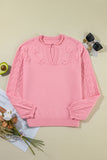 Anokhinaliza Daisy Notched Long Sleeve Sweater