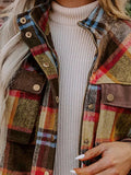 Anokhinaliza Pocketed Plaid Long Sleeve Jacket