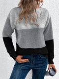 Anokhinaliza Color Block Drop Shoulder Long Sleeve Sweater