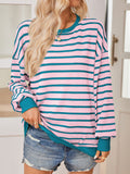 Anokhinaliza Lovelet Striped Contrast Long Sleeve Sweatshirt