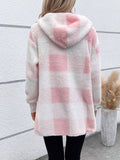 Anokhinaliza Plaid Long Sleeve Hooded Coat