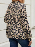 Anokhinaliza Full Size Leopard Collared Neck Zip Up Jacket